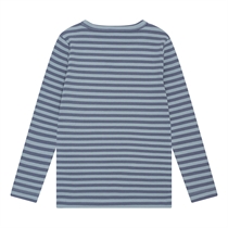 BIRKHOLM Stribet Rib Bluse Støvet Blå & Middelhavs Blå